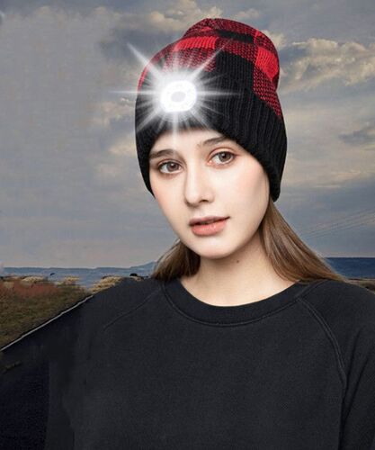 Chapeau Avec Lumière Led,Beanie Illuminé Casquette 3 Niveaux De Luminosité Led Pour Randonnée,Course,Pêche,Cyclisme De Nuit(Rouge)