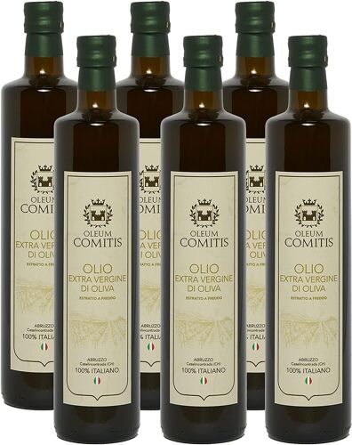 Oleum Comitis - Huile D'olive Extra Vierge 100% Italienne Extraite À Froid - 6 Bouteilles De 750 Ml