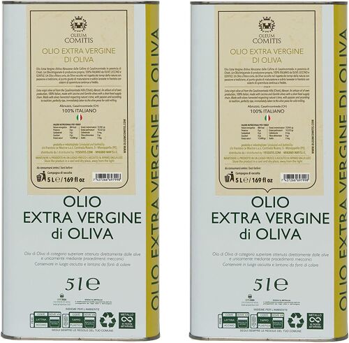 Oleum Comitis - Huile D'olive Extra Vierge 100% Italienne Extraite À Froid - 2 Boîtes De 5 Litre