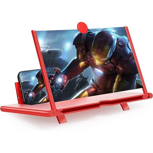 Agrandisseur Ecran Telephone,14 Pouces Loupe Telephone Portable, 3D Hd Loupe Ecran Smartphone Pour Regarder Des Vidéos De Films,Pour Tous Les Smartphones(Rouge)[Z719]