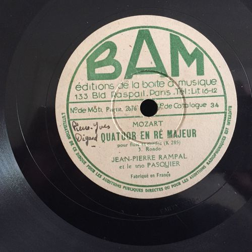 Mozart : Quatuor En Ré Majeur. Jean-Pierre Rampal, Trio Pasquier. Bam N°33 & 34