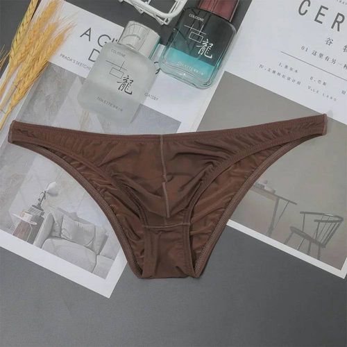 Breifs Sexy Pour Hommes,Slips Confortables En Soie Glacée,Sous-Vêtements Ultra-Fins,Transparents Et Respirants,Taille Basse,Slips À La Mode.T-Mu093-Co.L