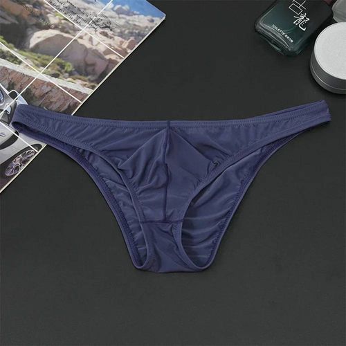 Breifs Sexy Pour Hommes,Slips Confortables En Soie Glacée,Sous-Vêtements Ultra-Fins,Transparents Et Respirants,Taille Basse,Slips À La Mode.T-Mu093-Nb.L