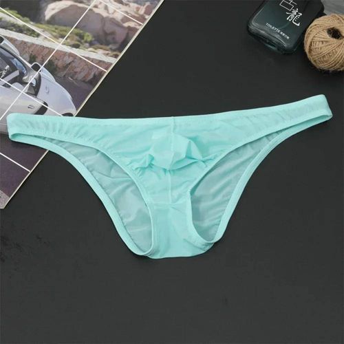 Breifs Sexy Pour Hommes,Slips Confortables En Soie Glacée,Sous-Vêtements Ultra-Fins,Transparents Et Respirants,Taille Basse,Slips À La Mode.T-Mu093-Sb.L