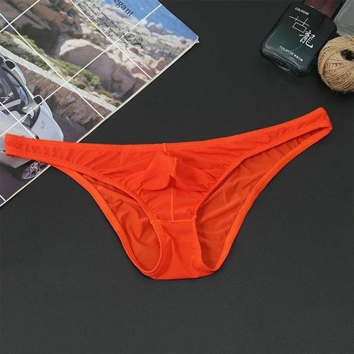 Breifs Sexy Pour Hommes,Slips Confortables En Soie Glacée,Sous-Vêtements Ultra-Fins,Transparents Et Respirants,Taille Basse,Slips À La Mode.T-Mu093-Og.L