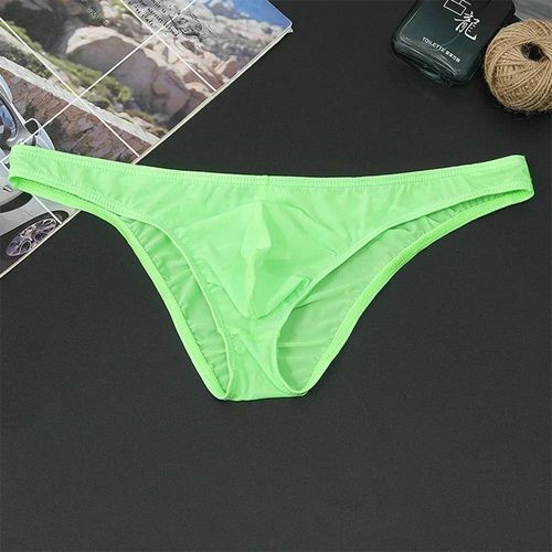 Breifs Sexy Pour Hommes,Slips Confortables En Soie Glacée,Sous-Vêtements Ultra-Fins,Transparents Et Respirants,Taille Basse,Slips À La Mode.T-Mu093-Gn.L