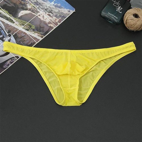 Breifs Sexy Pour Hommes,Slips Confortables En Soie Glacée,Sous-Vêtements Ultra-Fins,Transparents Et Respirants,Taille Basse,Slips À La Mode.T-Mu093-Ye.L