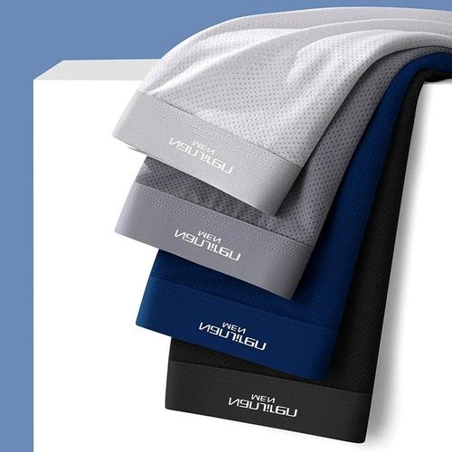 Boxer Pour Hommes,Sous-Vêtements En Soie Glacée,Grande Taille,Cool,Respirant,Sexy,Culotte Slim,Lingerie En Maille,4 Pièces.C-4pcs.4xl 80-90kg