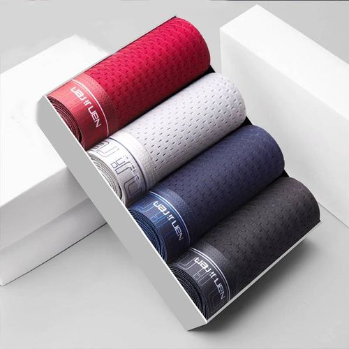 Boxer Pour Hommes,Sous-Vêtements En Soie Glacée,Grande Taille,Cool,Respirant,Sexy,Culotte Slim,Lingerie En Maille,4 Pièces.B-4pcs.4xl 80-90kg
