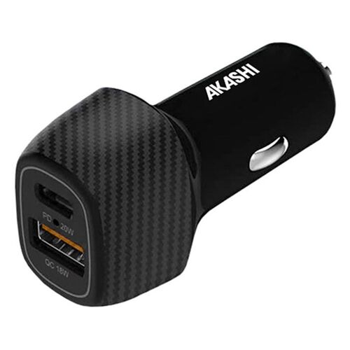 Chargeur Allume Cigare Akashi 20w Double Sortie Usb-C Pd + Usb-A Qc3.0 - Altcac20qcblk