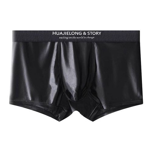 Choix Boxeurs Hombre Glace Soie Homme Sous-Vêtements Couleur Unie Satin Sexy T®Y Hommes Boxer Grande Taille Respirant Ropa Hombre Shorts 4xl.Black.4xl