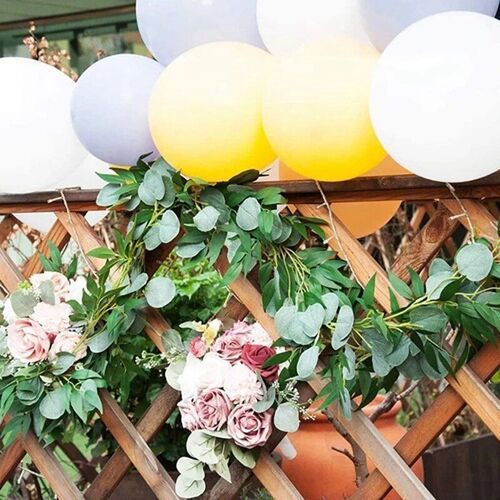 Guirlande de feuilles d'eucalyptus vertes artificielles, 5 pièces, vigne verte pour mariage, décoration murale de Table, feuilles vertes