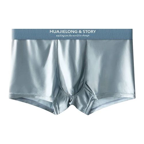 Choix Boxeurs Hombre Glace Soie Homme Sous-Vêtements Couleur Unie Satin Sexy T®Y Hommes Boxer Grande Taille Respirant Ropa Hombre Shorts 4xl.Bleu.4xl