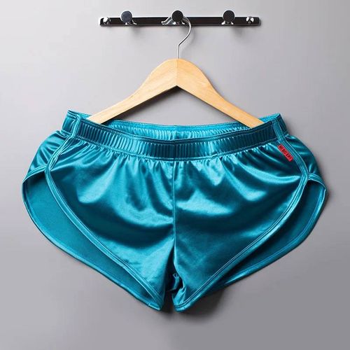 Boxer Pyjama Sexy Pour Hommes,Sous-Vêtements En Soie Lisse,Bas De Sommeil,Vêtements De Maison,Short De Salon,Culottes Masculines.Mu047-Blue.2xl