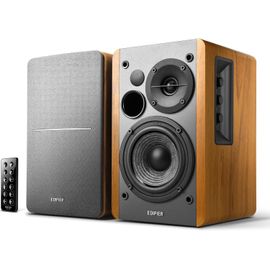 R1280Db Enceintes De Bibliothèque Bluetooth Alimentées - Entrée Optique - Moniteurs De Studio Sans Fil - Enceinte De Proximité 4 Pouces - 42W Rms - Grain De Bois