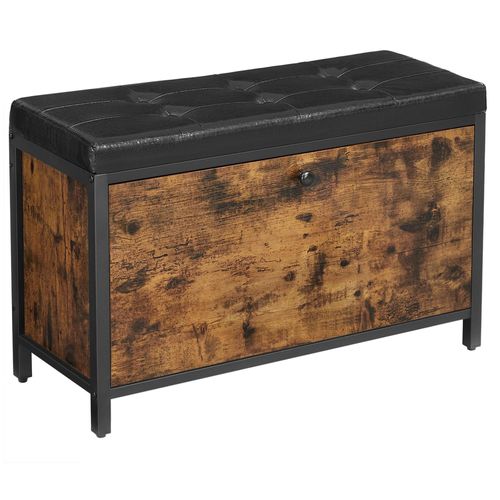 Meuble à chaussures avec rangement, siège Rembourré, avec tiroir à bascule, pour 6 Paires, industriel