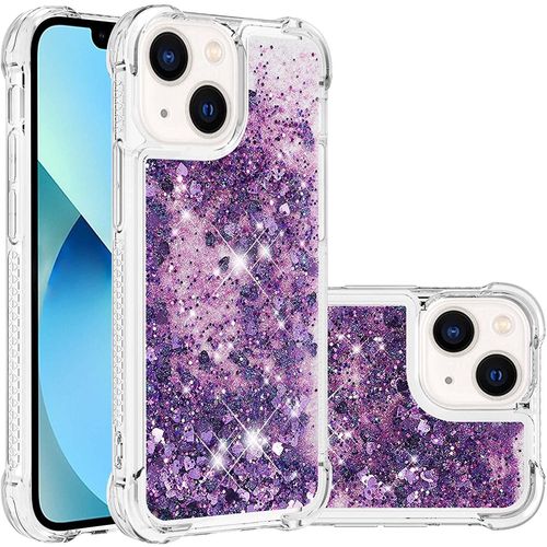 Coque Pour Apple Iphone 13, Coin Airbag Antichute Sables Mouvants Coque Tpu Bumper Sparkle Case Apple Iphone 13. Ybw Love Purple
