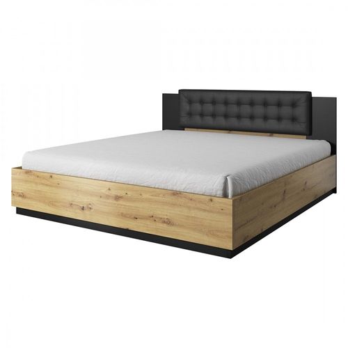 Lit Adulte 160x200 Coloris Chêne Clair Et Noir Collection Fox.