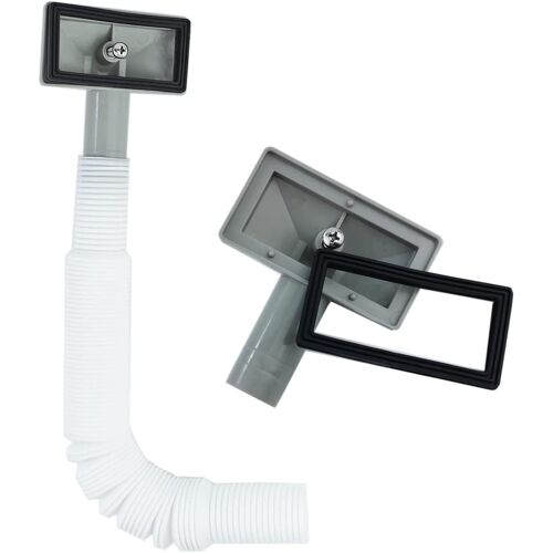 KALANKA-2x Tuyaux de débordement, Tube de débordement pour évier extensible, Interface carrée (Taille: 75x40mm) Tube longueur 230-600mm, diamètre 26mm (diamètre intérieur: 21mm)