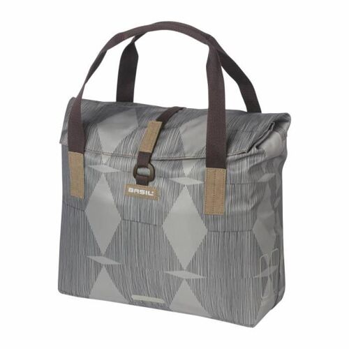 Sacoche arriere velo laterale sac bandouliere basil city shopper elegance taupe droit-gauche 20-26l fixation hook-on porte bagage