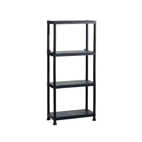 Etagère plastique de couleur noir à 4 tablettes, l.60 x H.135 x P.30