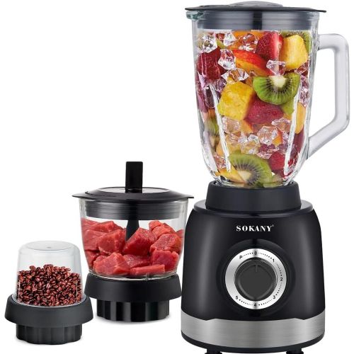 1000W Blender Mixeur,5 Vitesses Réglables + Pulse,Multifonctionnel 3 En 1,1,5L Blender Smoothie,0,7L Hachoir À Viande,0,25L Broyer,Sans Bpa
