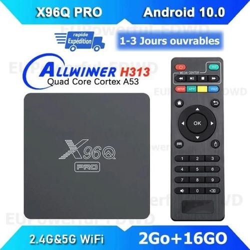 Android tv box X96Q PRO Boitier iptv Dual Wifi BT -2Go+16Go- Allwinner H313 6K , boitier multimedia Netflix Google Store
