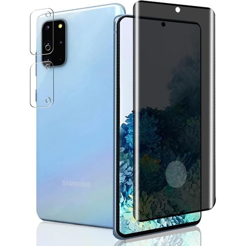 Aefj-1 Pièce Verre Trempé Anti Espion Pour Samsung Galaxy S20 Protection D'écran + 2 Pièces Protecteur Caméra, Dureté 9h/Anti-Spy, Protège Écran Pour Galaxy S20 - Privacy Vitre Trempé