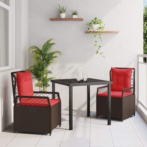 Vidaxl Ensemble De Salle À Manger De Jardin 3 Pièces En Rattan Poly Marron