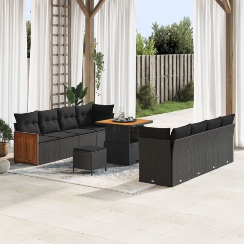 Ensemble De Canapé De Jardin Vidaxl 11 Pièces Noire Avec Coussins, Canapé De Jardin 2 Places Vidaxl Noir Avec Coussins, Ensemble Salle À Manger Jardin 3 Pièces Noire Avec Coussins