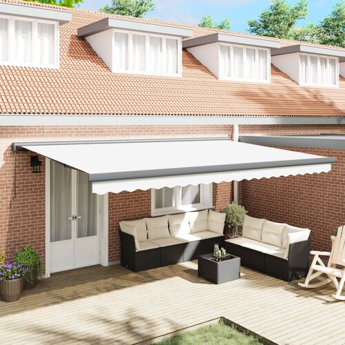 Store Manuel Rétractable Vidaxl Blanc 500x300 Cm, Tissu De Remplacement Pour Store Vidaxl 5x3 M Blanc