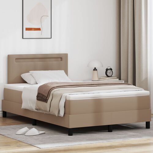 vidaXL Lit à ressorts avec matelas cappuccino 120x200 cm cuir synthétique