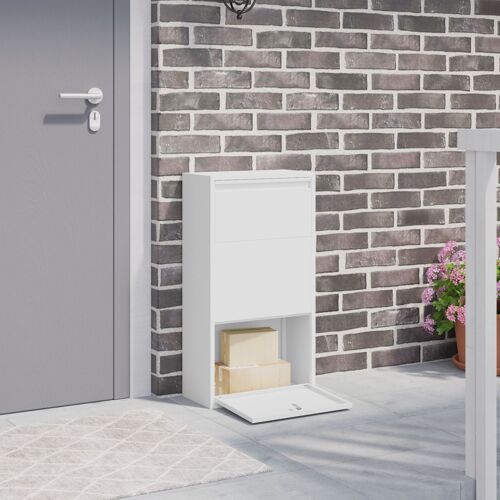 vidaXL Boîte aux lettres blanche 44x22x82 cm en acier