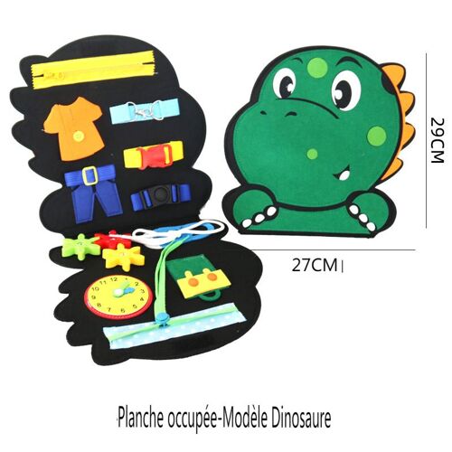 Planche D'activités Montessori Kit D'habillage En Feutre Exercice De Motricité Fine Jouets Pour Enfants Planche D'activités Montessori (Dinosaure)