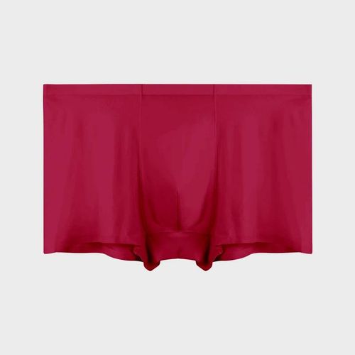 Sous-Vêtements Pour Hommes,Vente En Gros,Boxer En Soie Glacée Sans Couture,Slip Antibactérien,Respirant,Sport D'été,Fin Et Confortable.Bourgogne.2xl