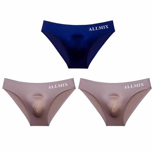 Lot De 3 Sous-Vêtements Sexy Sans Couture Pour Hommes,Slips Transparents En Soie Glacée Fine Avec Lettres,Sous-Vêtements Avec Pochette Pour Coq.Style 6.L 50-65 Kg