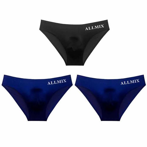 Lot De 3 Sous-Vêtements Sexy Sans Couture Pour Hommes,Slips Transparents En Soie Glacée Fine Avec Lettres,Sous-Vêtements Avec Pochette Pour Coq.Style 4.L 50-65 Kg