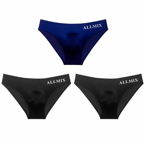 Lot De 3 Sous-Vêtements Sexy Sans Couture Pour Hommes,Slips Transparents En Soie Glacée Fine Avec Lettres,Sous-Vêtements Avec Pochette Pour Coq.Style 3.L 50-65 Kg