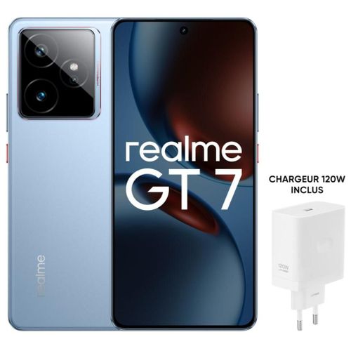 PACK SMARTPHONE REALME GT7 6,78 5G NANO SIM 512 GO BLEU AVEC CHARGEUR REALME 120 W