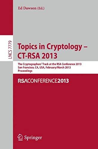 Topics In Cryptology - Ct- Rsa 2013
