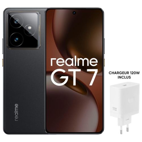 PACK SMARTPHONE REALME GT7 6,78 5G NANO SIM 512 GO NOIR AVEC CHARGEUR REALME 120 W
