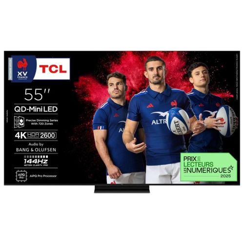 TV QD-Mini LED Tcl 55C89K 138 cm 4K UHD 2025 Aluminium brossé