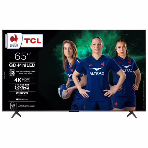 TV QD-Mini LED Tcl 65C69K 165 cm 4K UHD 2025 Aluminium brossé