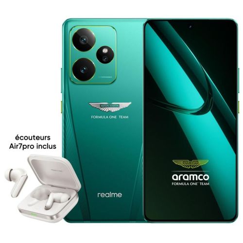 PACK SMARTPHONE REALME GT7 6,78 5G NANO SIM 512 GO ASTON MARTIN VERT + BUDS AIR7PRO INCLUS