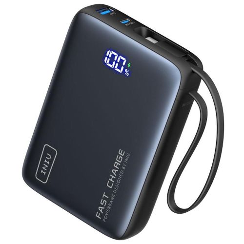 Powerbank Pockets 20000mah 65w Avec 2 Ports Usb-A/Usb-C Ultra Rapide Iniu Noir