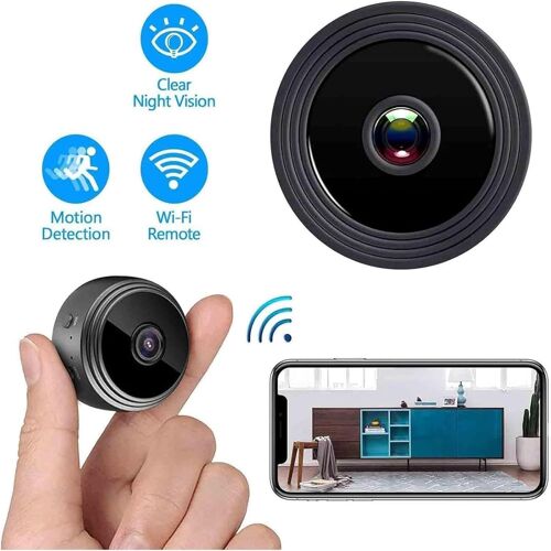 Secretscope Lot de 3 mini caméras de sécurité magnétiques, mini caméra de sécurité WiFi d'extérieur sans fil, mini moniteur sans fil avec fonction de vision nocturne pour la maison et le bureau (noir