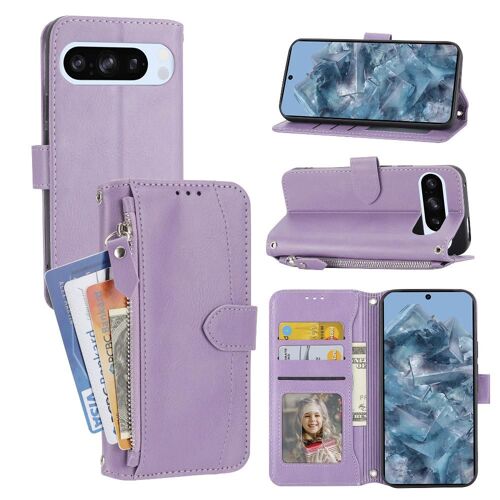 Flip Étui Pour Google Pixel 9 Cuir Pu Titulaire De La Carte Béquette Sangle Fermeture Magnétique - Violet