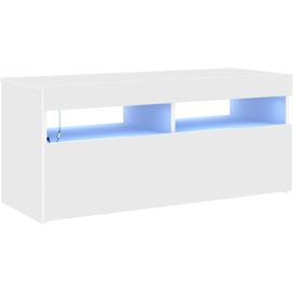 Meuble Tv Avec Lumières Led, Armoire De Télévision, Meuble Télé De Salon, Armoire Basse Salle De Séjour Intérieur, Moderne, Blanc