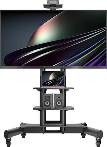 MEVRONISSHOP-Support TV roulettes pour 40-70 Pouces, Support Television Professionnel Poids de 60,5 kg, Chariot Télé Mobile Max VESA 600x400, Support TV sur Pied avec roulettes Noir TS1552-B