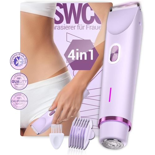 Tondeuse Bikini 2025 4 En 1 Pour Femme - Doux Pour La Peau Et Sans Irritation - Certifié Sfe - Épilation Sans Douleur - Technologie Allemande Txo - Rasoir Intime Pour Femme Pour Le Visage,Le Corps